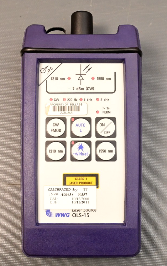 WWG/JDSU OLS-15 Optical Laser Source Fiber Optic Tester 1310nm/1550nm -7dBm CW