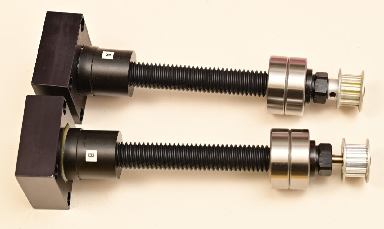 QTY 2 15mm Lead Screw w/ Ball Bearings & Pulleys Cantilever Perkin Elmer Janus