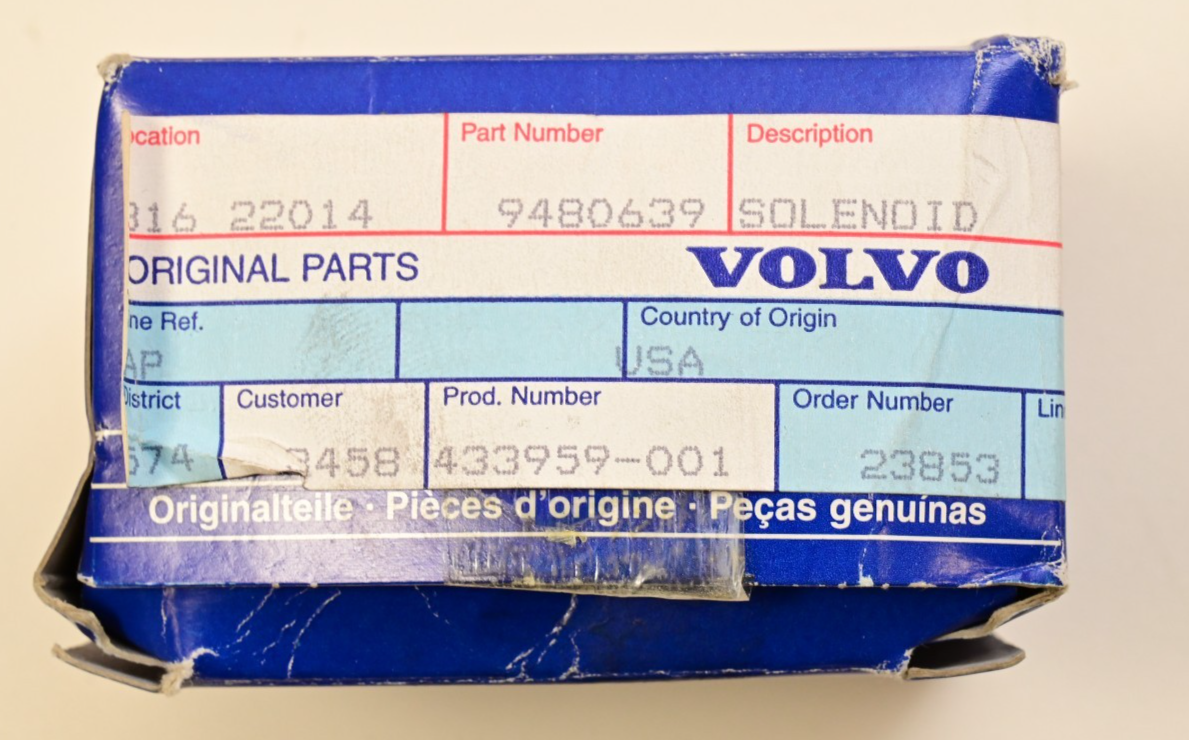 Volvo Automatic Transmission Solenoid P/N 9480639 XC90 S80 30681205 NOS