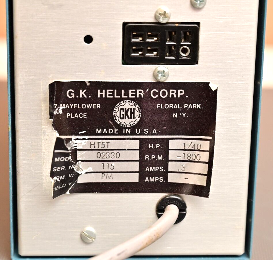 G.K. Heller Series H Motor Controller / Drive GKH HT5T 1/40 HP 1800RPM 115VAC
