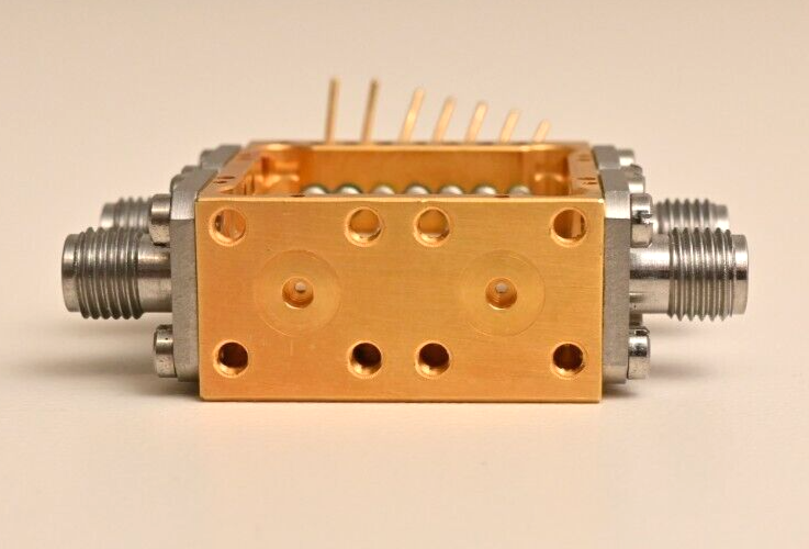 Small RF Prototype Enclosure Gold/Aluminum 4x SMA Connectors "ST PRA V21 1949"