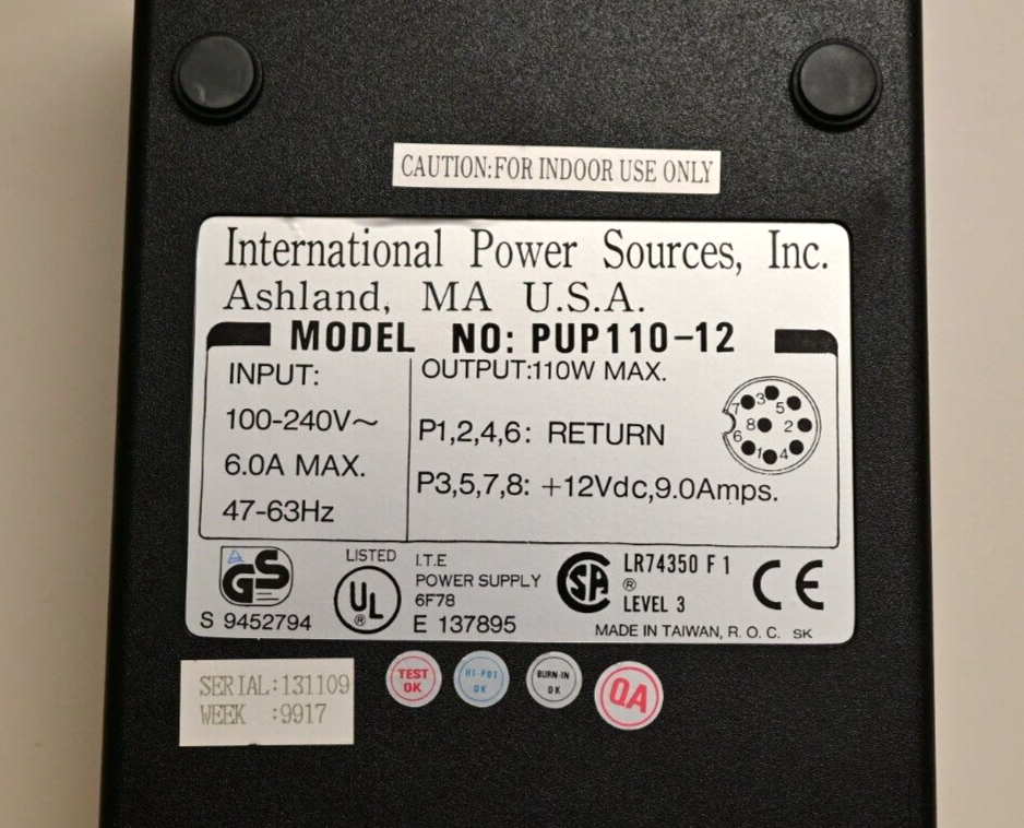 International Power Sources PUP110-12 12V@9A 110W DC Power Supply XLR Connector