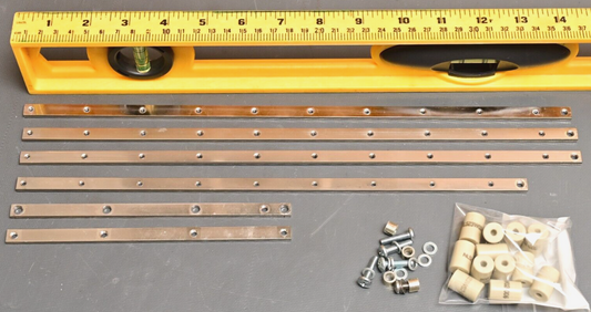 Lot 6 Stainless Bus Bars w/ Some Hardware & Ceramic Standoffs 14.5"