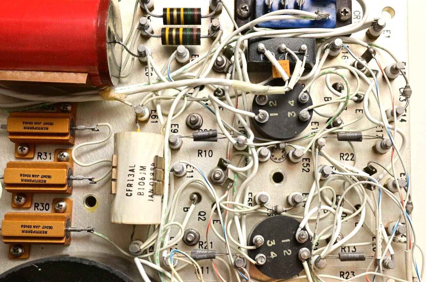 Vintage Military Power Supply Heat Sink Circuit Board Torotel Xfrmrs/Chokes/Caps
