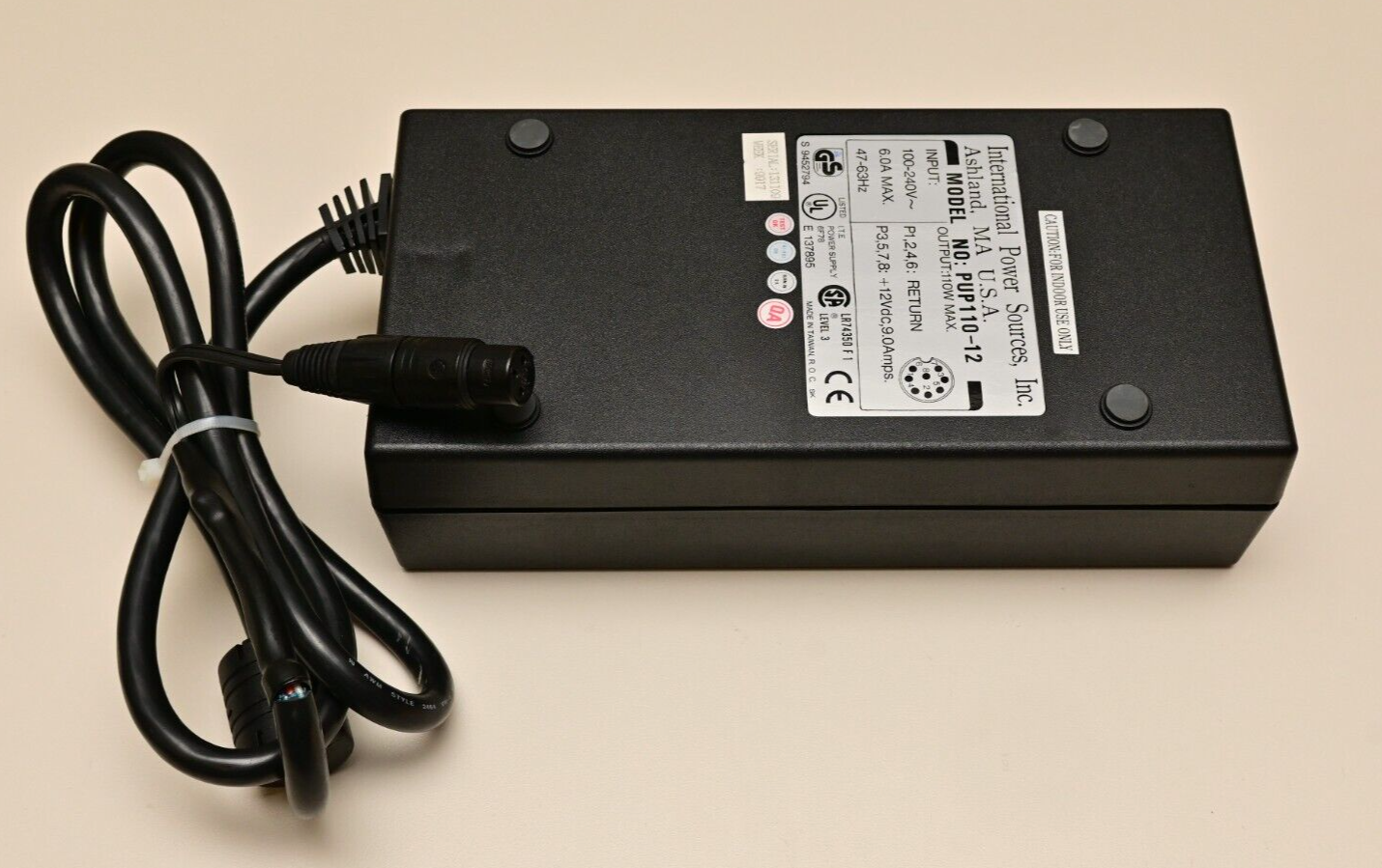 International Power Sources PUP110-12 12V@9A 110W DC Power Supply XLR Connector