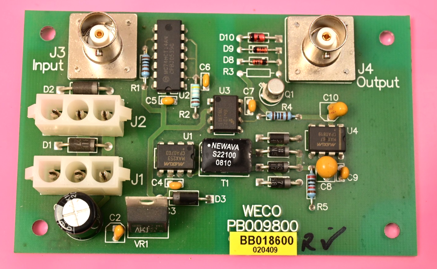 Watthour WECO 2350R PB009800 PC Board BB018600 BNC Input Output