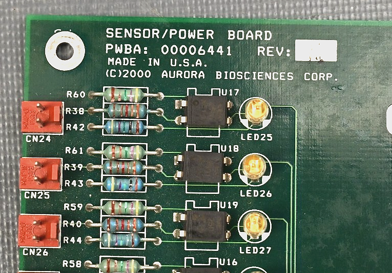 Aurora Biosciences Sensor/Power Board QTY w/ 16 NEC 2501 Optocouplers I/O Board