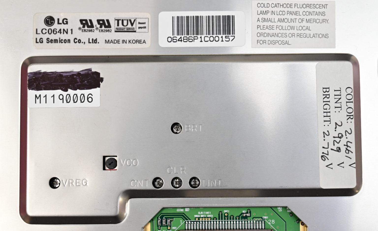 LG LC064N1 6.4" LCD Screen w/ Inverter & Omicron Interface PCB Acrylic Protector