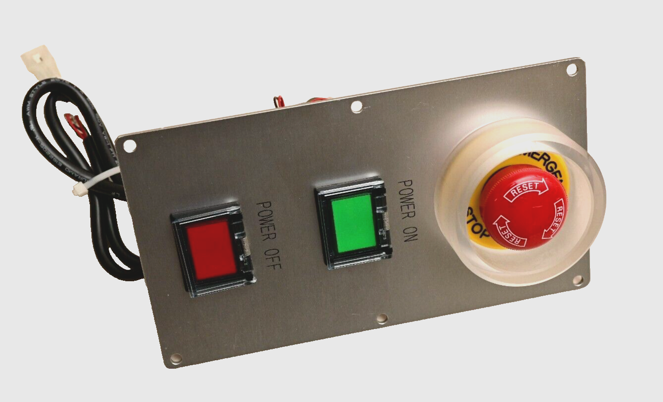 ON/OFF and Emergency Stop Panel Industrial Idec HA-C20 Omron A165E-02 6.5"x3.5"