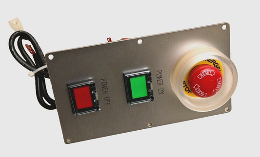 ON/OFF and Emergency Stop Panel Industrial Idec HA-C20 Omron A165E-02 6.5"x3.5"
