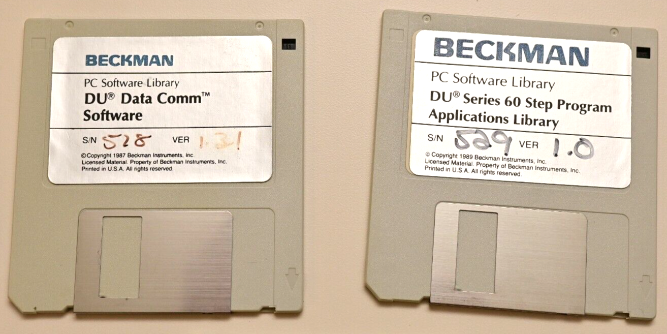 Beckman DU Series 60 and Data Comm Software Floppies