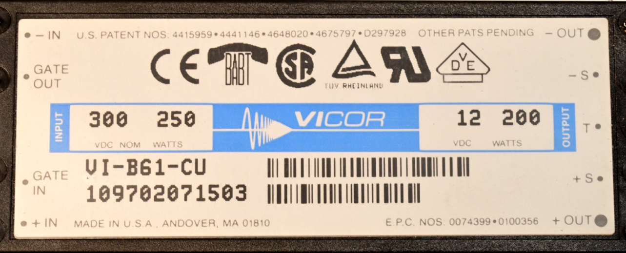 Vicor VI-B61-CU DC-DC Converter Power Module 12V DC 200W