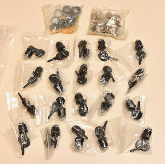 Lot of 20 Black A/V Cabinet Tumbler Locks w/ Keys & HW Middle Atlantic? C420A-A