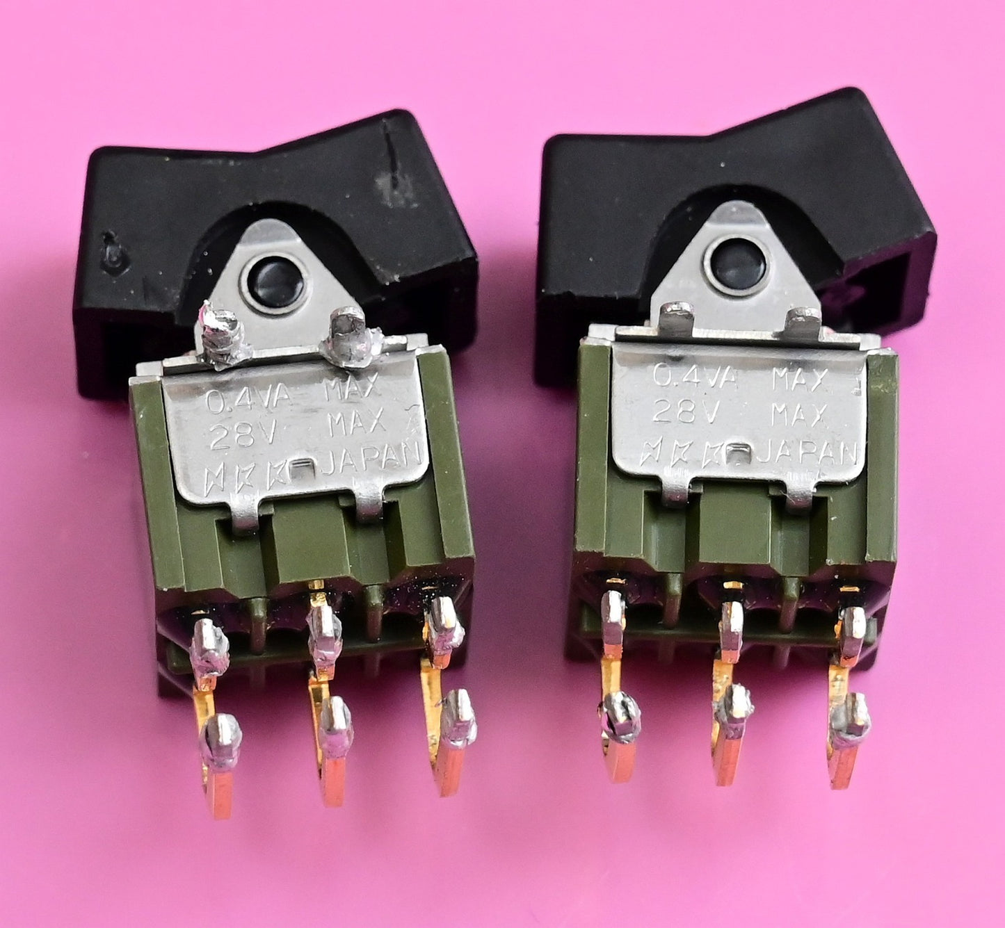 Lot of 2 NKK Rocker Switches M-2022 ON-ON M-2023 ON-OFF-ON Gold Plated Used