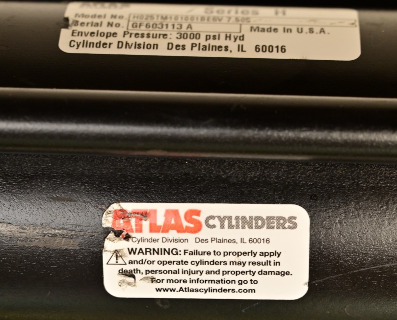 Atlas Series H Hydraulic Cylinder 2.5"x 7.5" 3000PSI H025TM101001BESV 7.50S
