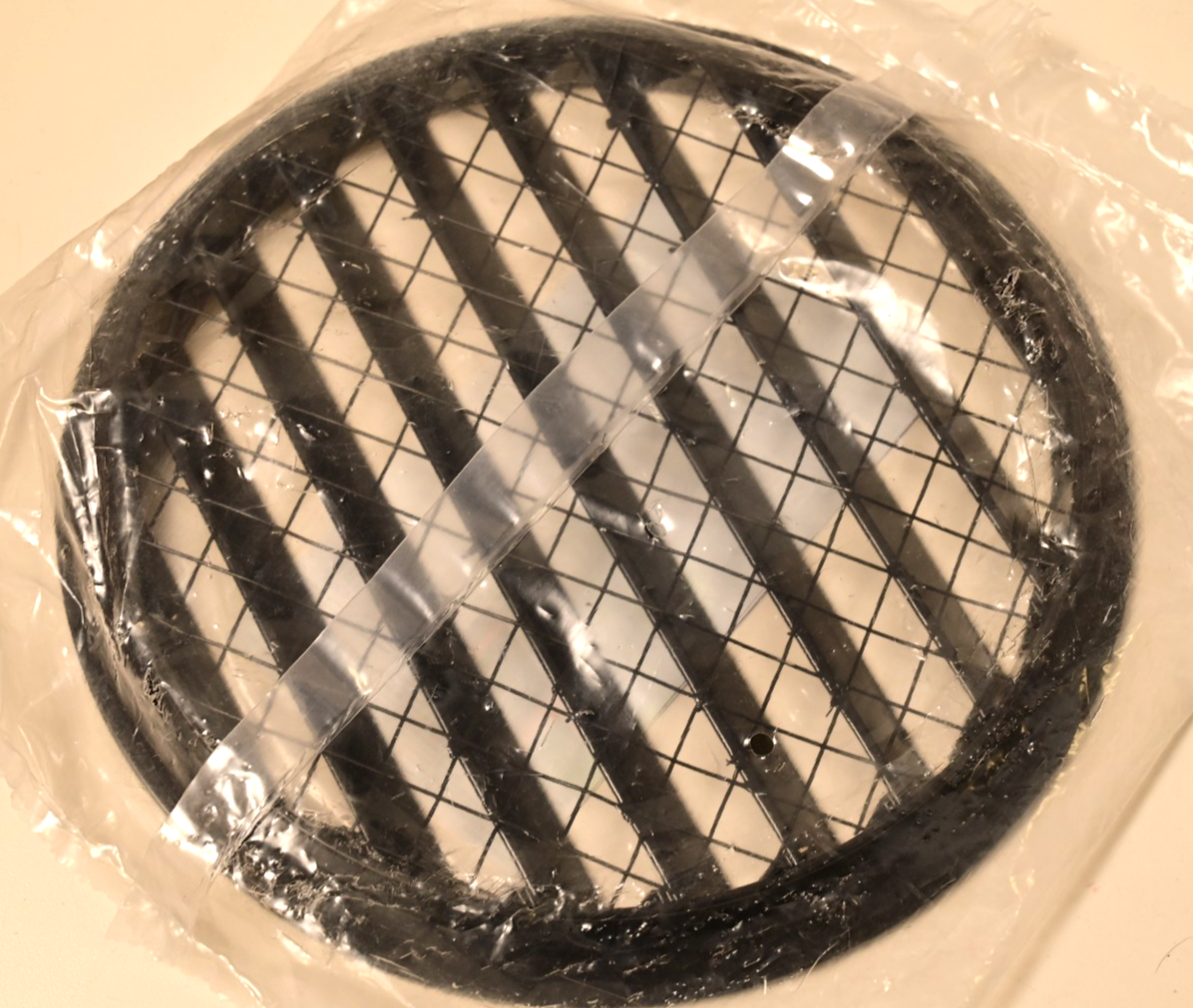 EUROPLAST Black Metal Round Air Vent Grille 8" 200mm with Screen Flat Duct Cover