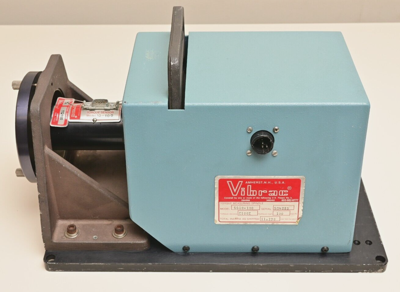 Vibrac Torque Measuring Spindle Model 6610-100 C100Z/TQ-100 Sensor 100 oz-in