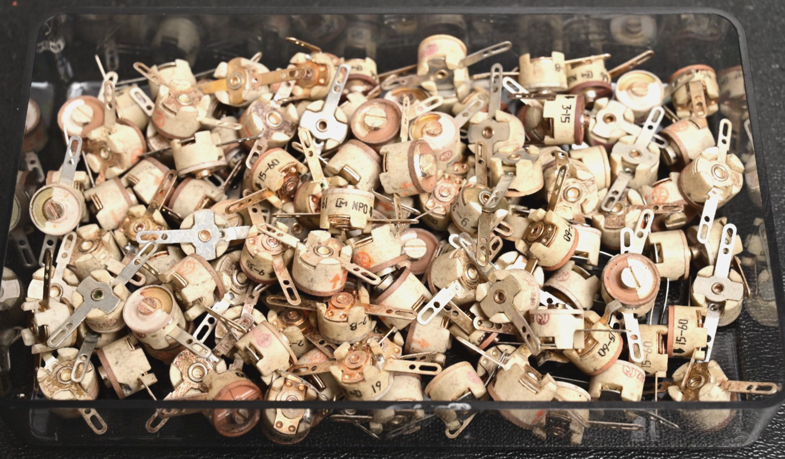 180g Lot of 119 Ceramic Trim Variable Capacitors NOS Assorted 15-60 10-60 ST