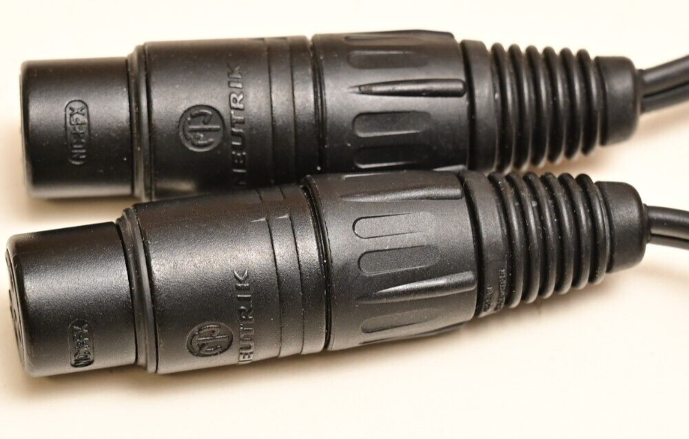 Lot of 2 Neutrik Female XLR Connector Black/Gold to 8-Pin DIN Connector NC-FX