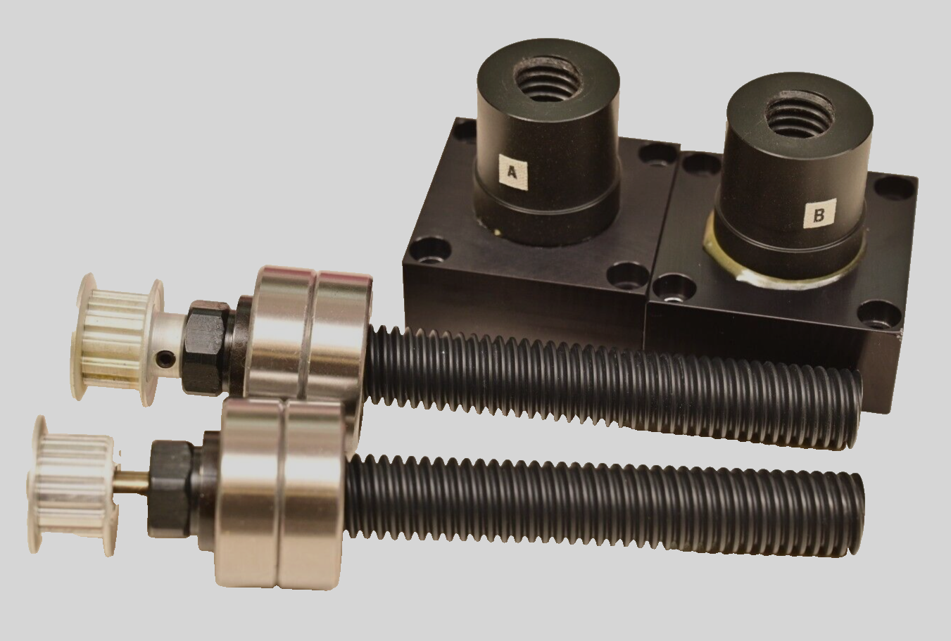 QTY 2 15mm Lead Screw w/ Ball Bearings & Pulleys Cantilever Perkin Elmer Janus