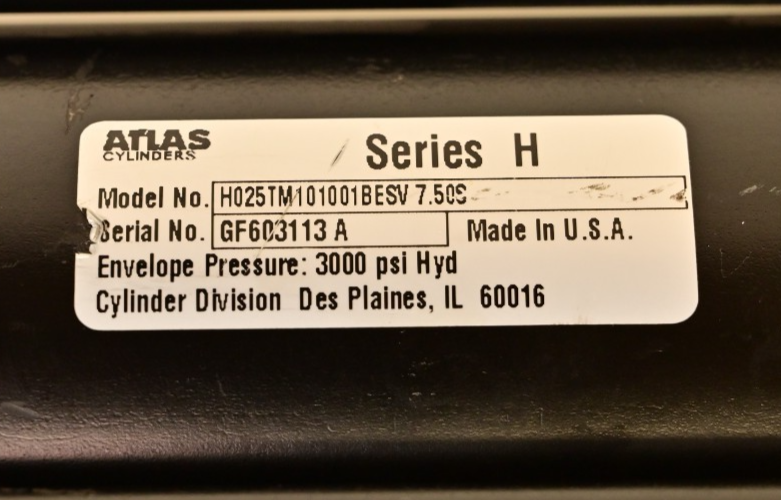 Atlas Series H Hydraulic Cylinder 2.5"x 7.5" 3000PSI H025TM101001BESV 7.50S