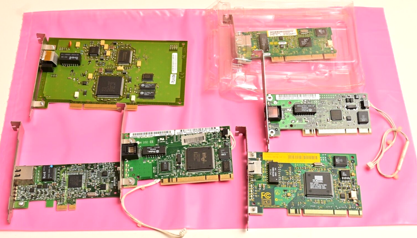 Lot of 6 Ethernet NIC Cards PCI PCIe Various Brands 3COM Broadcom Untested