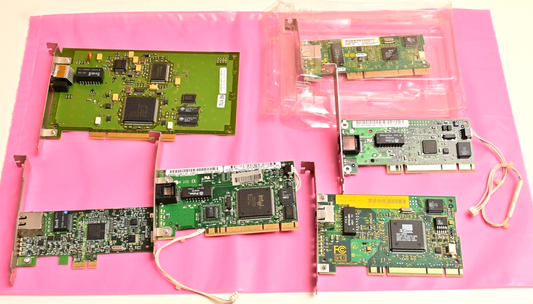 Lot of 6 Ethernet NIC Cards PCI PCIe Various Brands 3COM Broadcom Untested