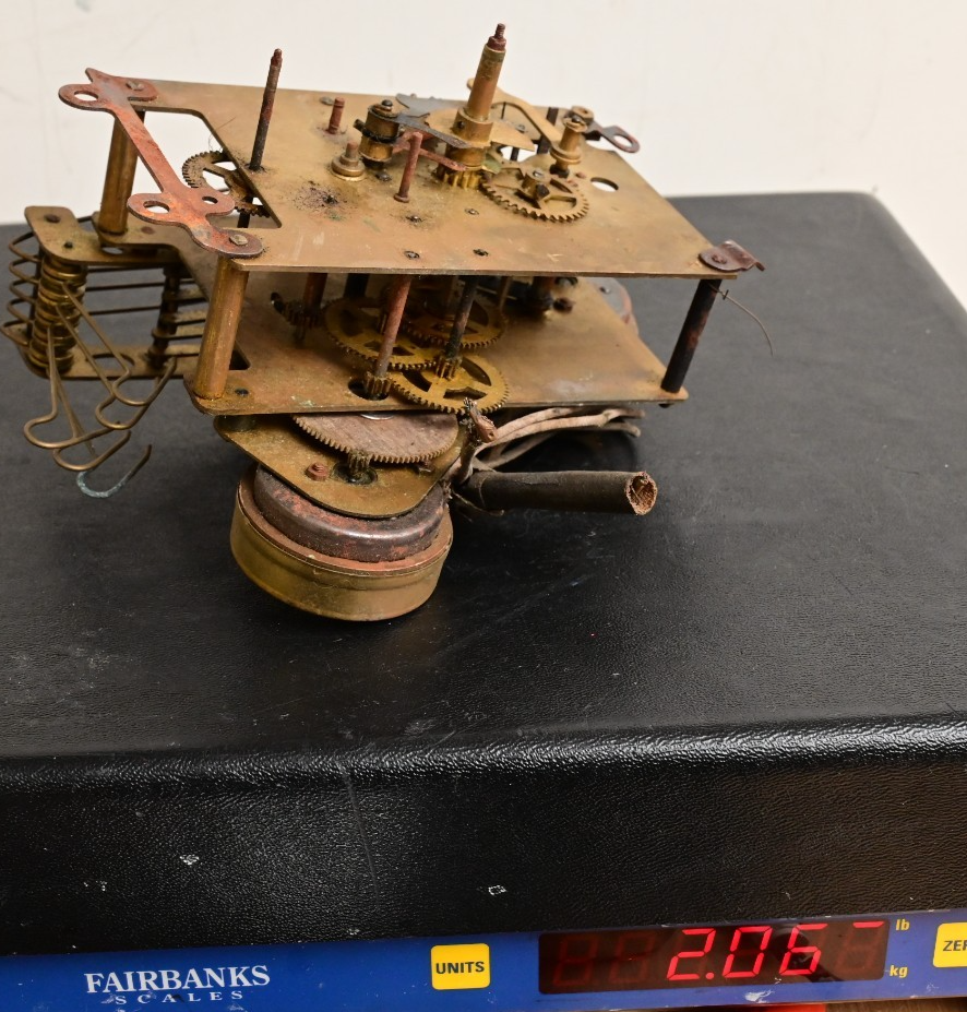 Antique Sessions Clock Movement with Dual 1RPM Electric Motors Brass 2lbs