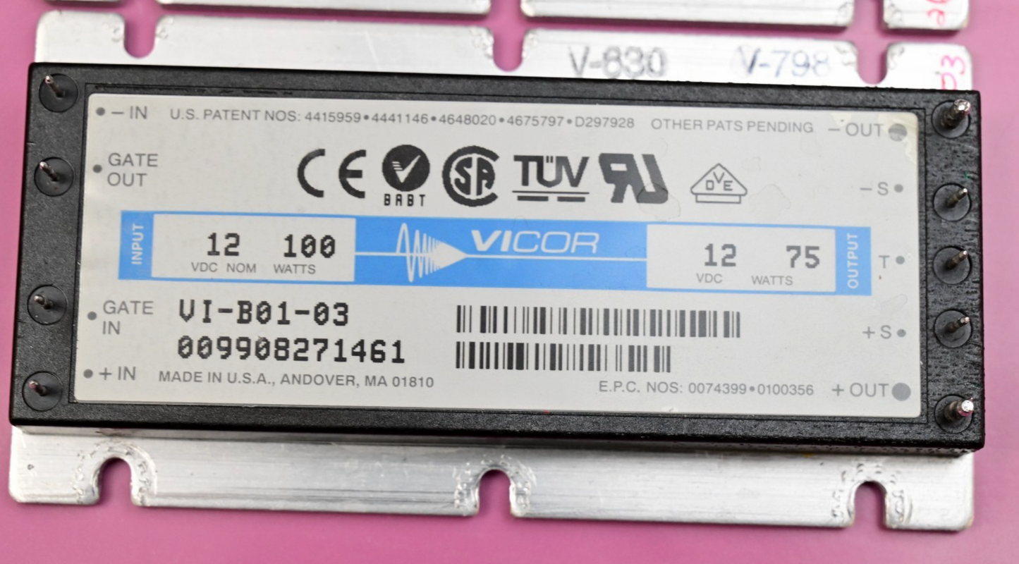 QTY 2 VICOR DC to DC Converter 12V 75W VI-201-26 & VI-B01-03