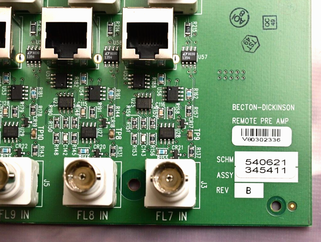 BD Becton-Dickinson LSR II Flow Cytometer Remote Pre-Amp Board PCB 540621/345411