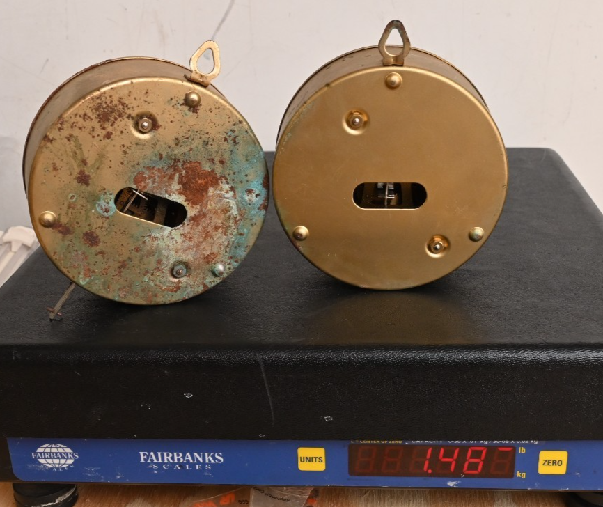 Lot of 2 Round Hermle Brass Clock Movements 18cm 160 West Germany