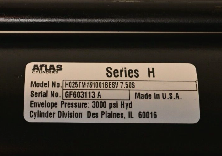 Atlas Hydraulic Cylinder Series H 3000PSI 2.5" x 7.5" w/ NAMCO Cylindicator NOS