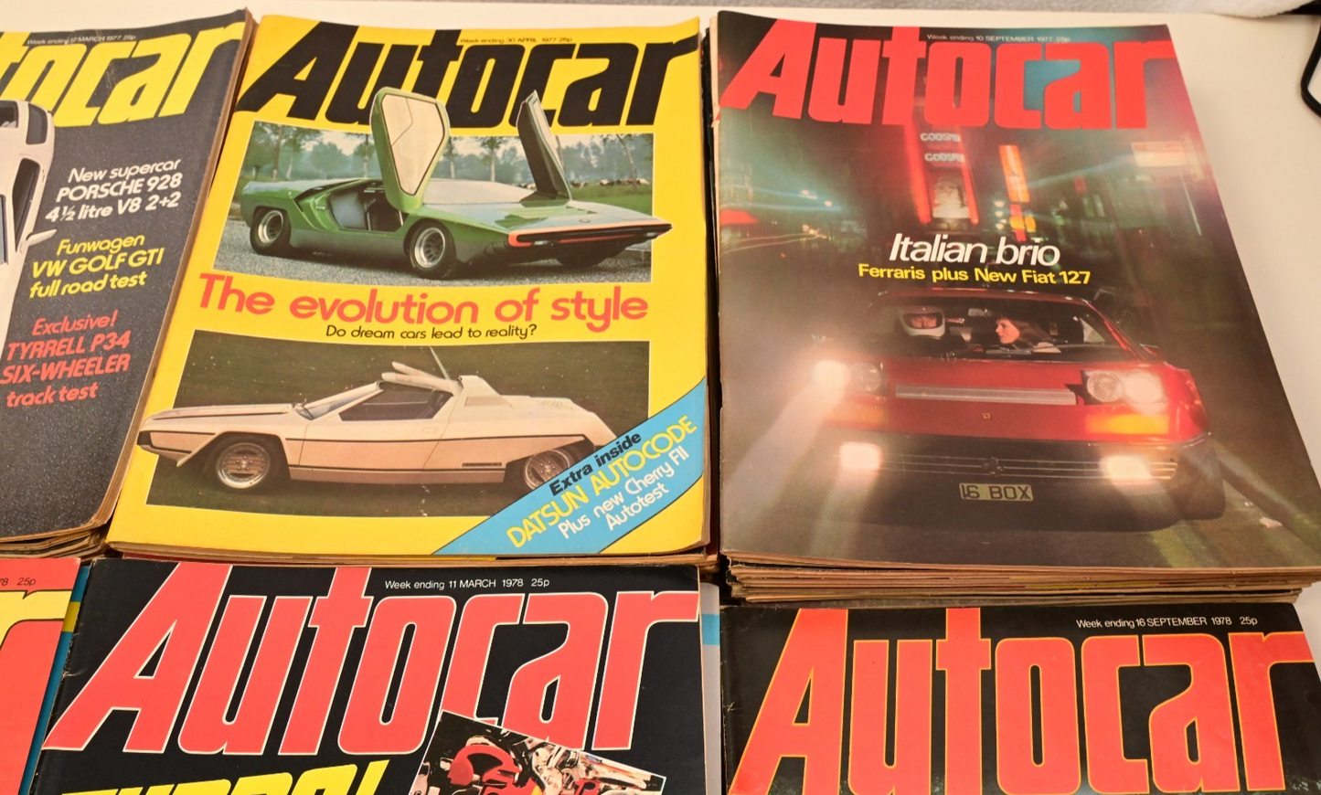 Lot of 81 Issues Autocar Magazine 1977 1978 Porsche Audi Saab Lotus Dusty Yellow