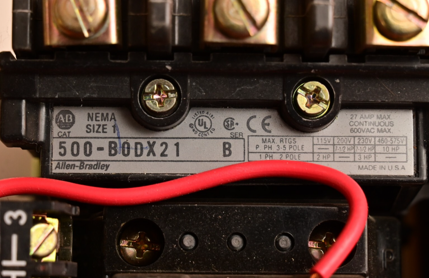 Allen Bradley 500-BODX21 Contactor 592-JOV16 595-A