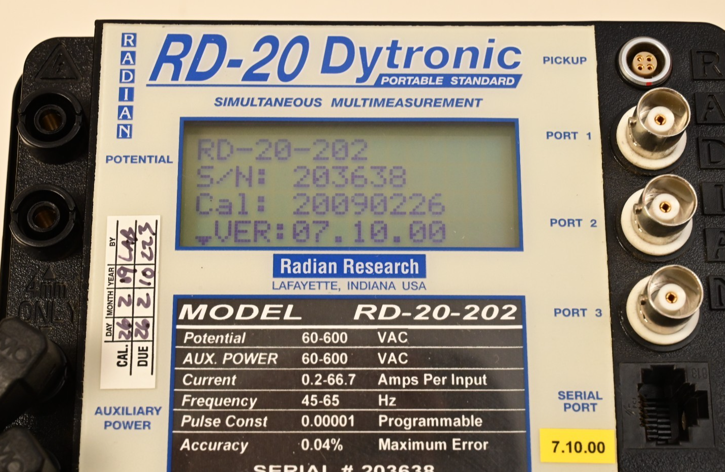 Radian Research RD-20-202 Dytronic Portable Single-Phase Reference Standard