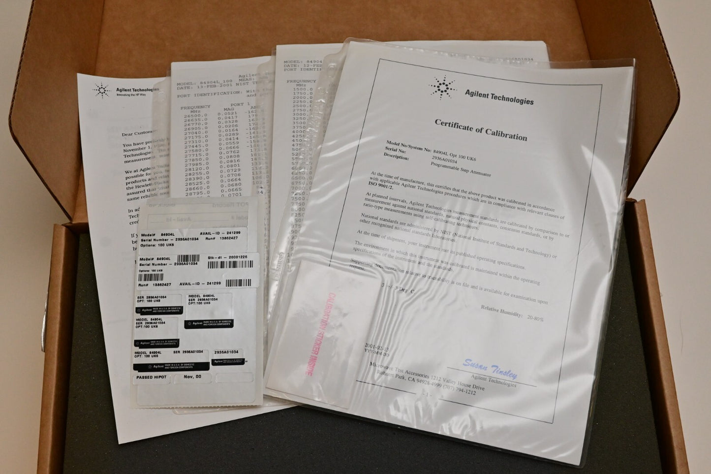 Agilent 84904L Programmable Attenuator DC-40 GHz 11dB 1dB step Opt. 100 UK6 HP