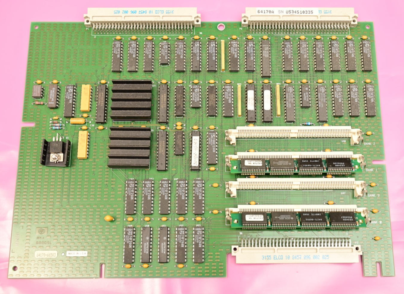 HP 64700B Emulator PC Board P/N 64170-66503 w/ 2 x "1MB 35ns" RAM 64171-66502