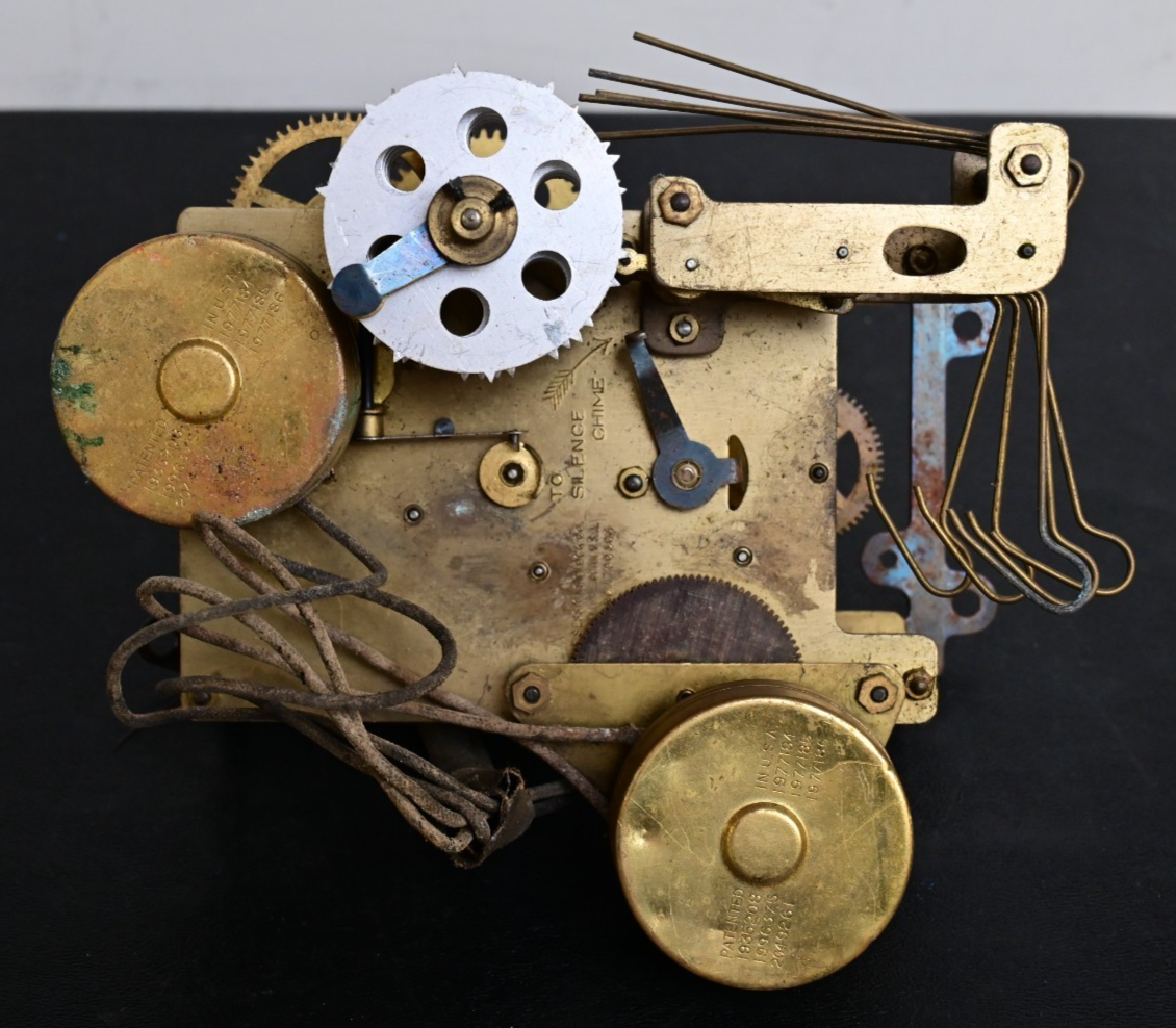 Antique Sessions Clock Movement with Dual 1RPM Electric Motors Brass 2lbs