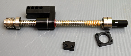 Lead Screw Assembly ~110mm Travel w/ Knob, Bearings, Motor Flex Coupler 6mm