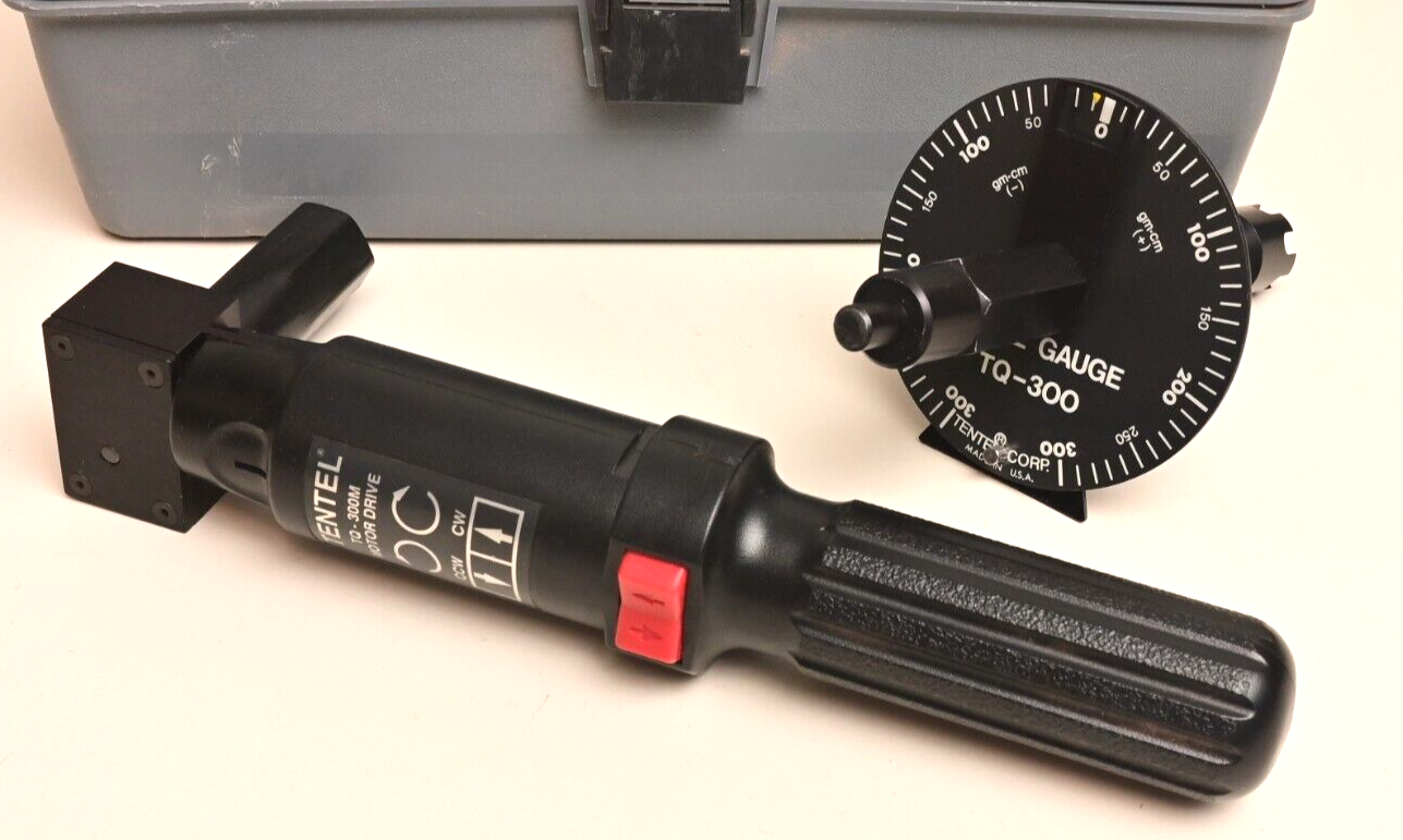 Tentel Model TQ-300M +/- 300 gm-cm Dial Torque Gauge Motor Drive w/ Case