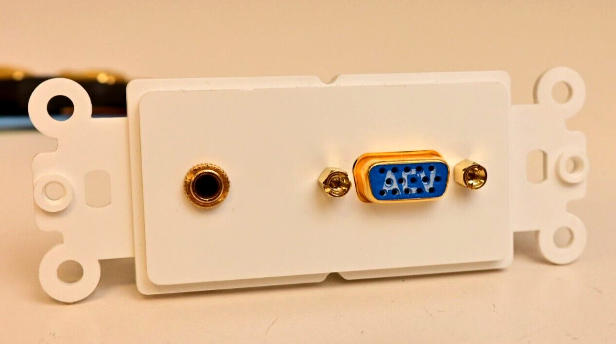 ACV Cables Gold Plated HD15 VGA to BNC Decora Plate A/V Adapter w/ 3.5mm Audio