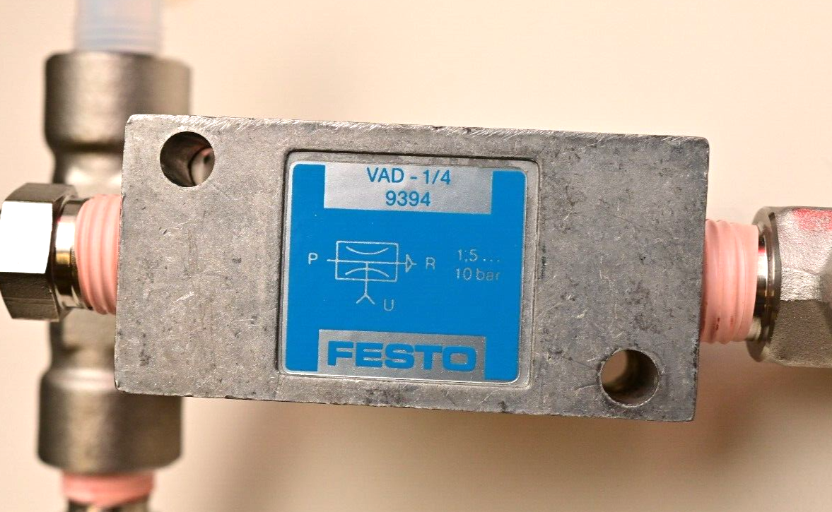 FESTO VAD-1/4 9394 Vacuum Generator w/ MPL503 Pressure Sensor Cajon SS316 Elbow
