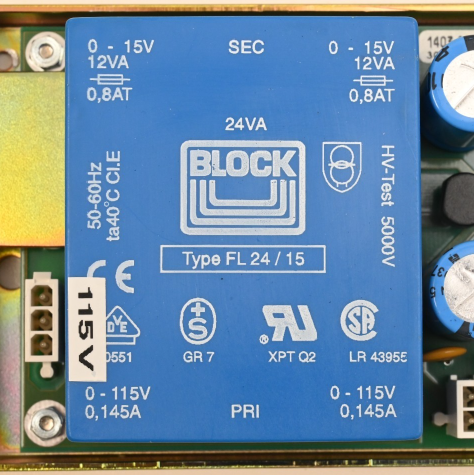 MarXperts Mar345 15V Safety Isolating Transformer PCB w/ Block FL 24/15 115VAC