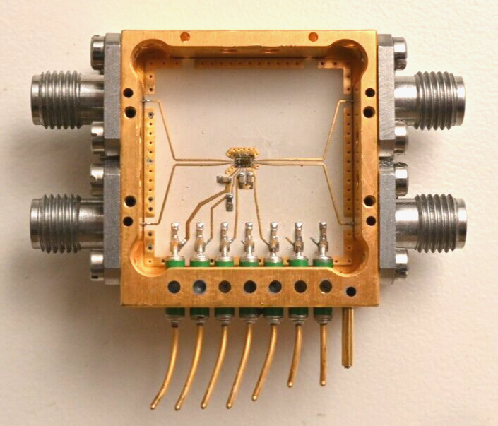 Small RF Prototype Enclosure Gold/Aluminum 4x SMA Connectors "ST PRA V21 1949"