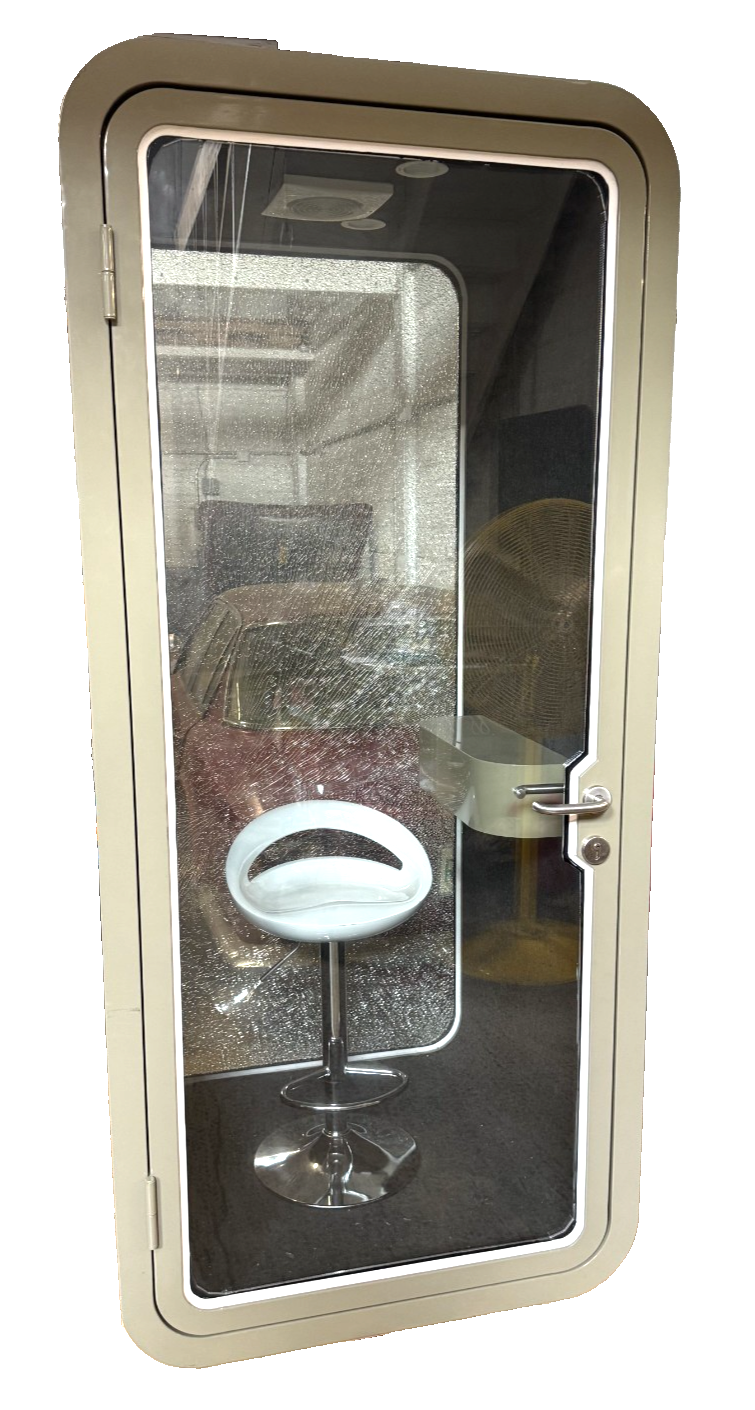 Single Person Office Privacy Booth Soundproof w/Chair/Lighting/Fan Broken Glass