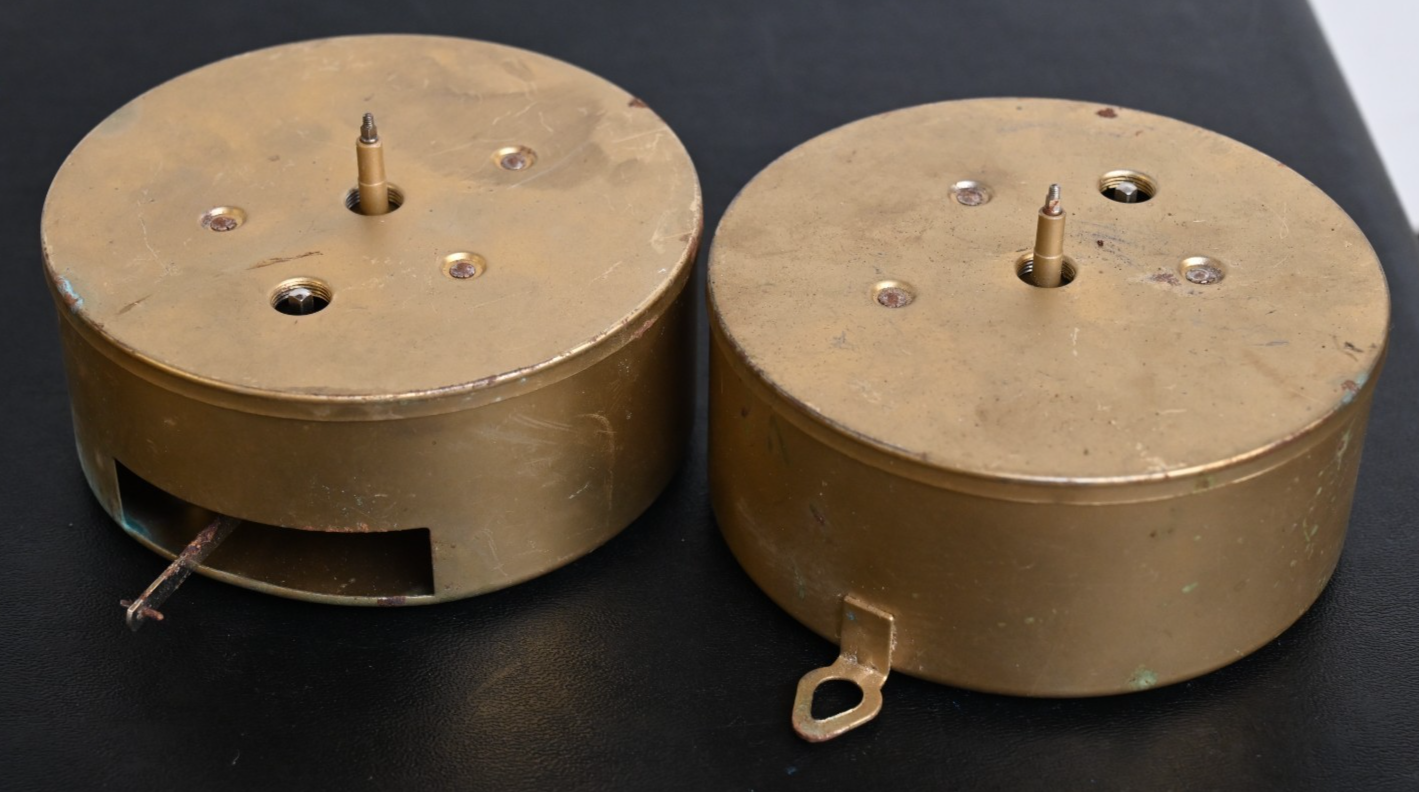 Lot of 2 Round Hermle Brass Clock Movements 18cm 160 West Germany