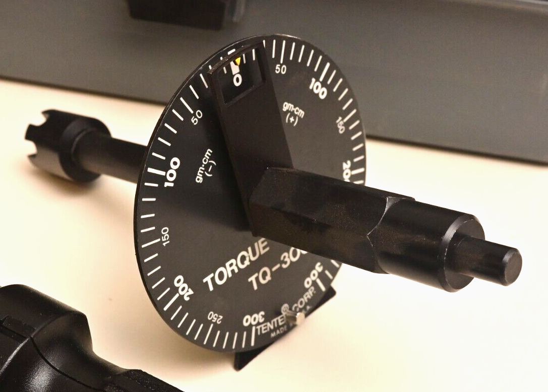 Tentel Model TQ-300M +/- 300 gm-cm Dial Torque Gauge Motor Drive w/ Case