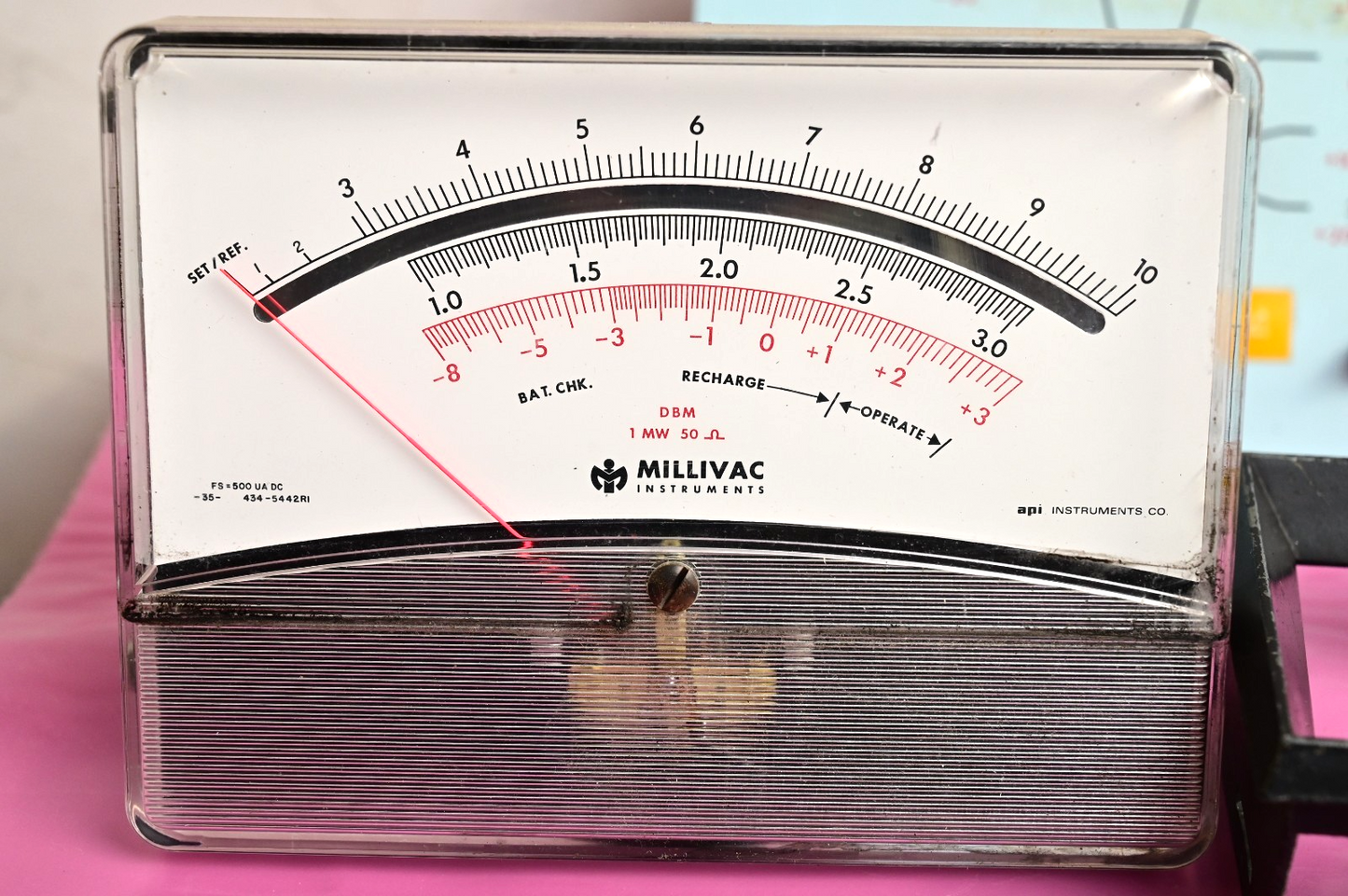 Millivac RF Voltmeter Front Panel with API Instruments 602 Analog Panel Meter