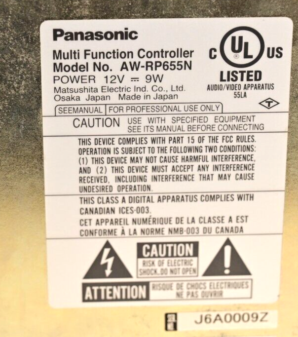 Panasonic AW-RP655 Pan/Tilt Controller Missing Zoom Joystick Power Supply Mod