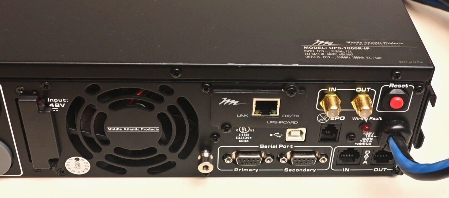 Middle Atlantic UPS-1000R-IP 1000VA UPS IP Connected External 48V Input